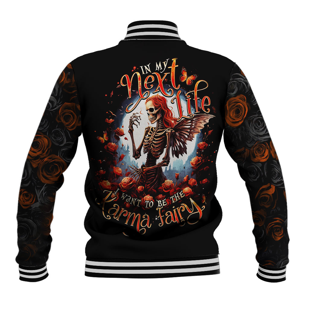 Fairy Skull Baseball Jacket In Next Life I Want To Be The Karma Fairy - Wonder Print Shop