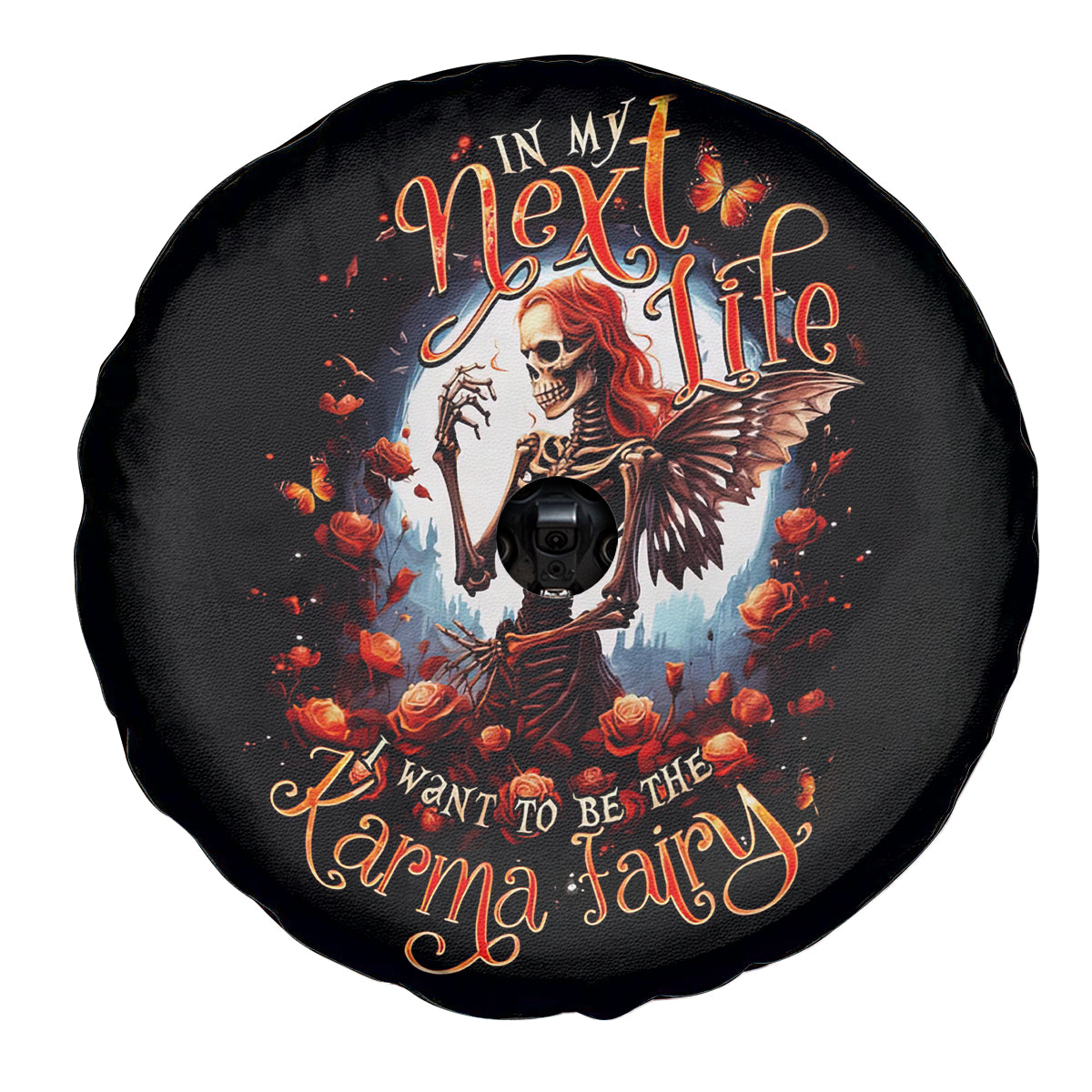 Fairy Skull Spare Tire Cover In Next Life I Want To Be The Karma Fairy - Wonder Print Shop