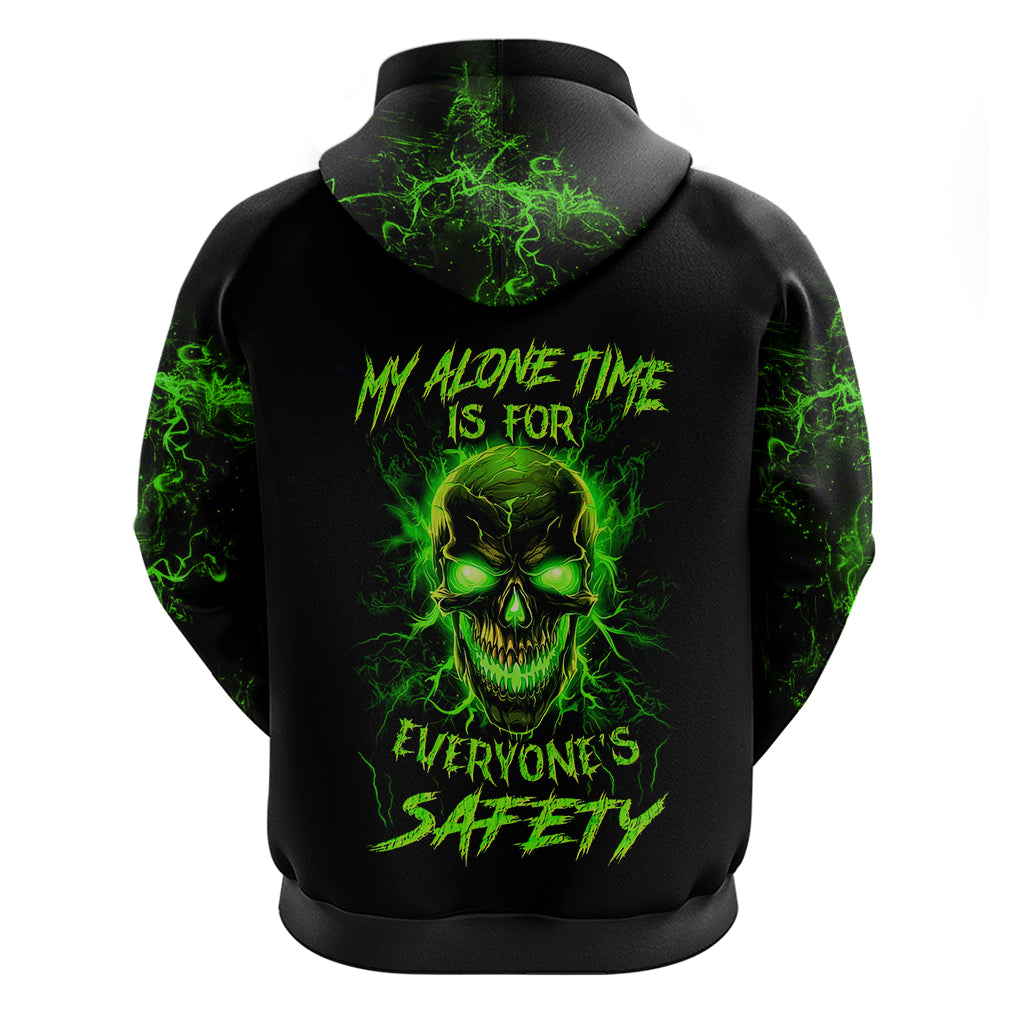 Flame Skull Hoodie My Alone TIme Is For Everyone Safe - Wonder Print Shop