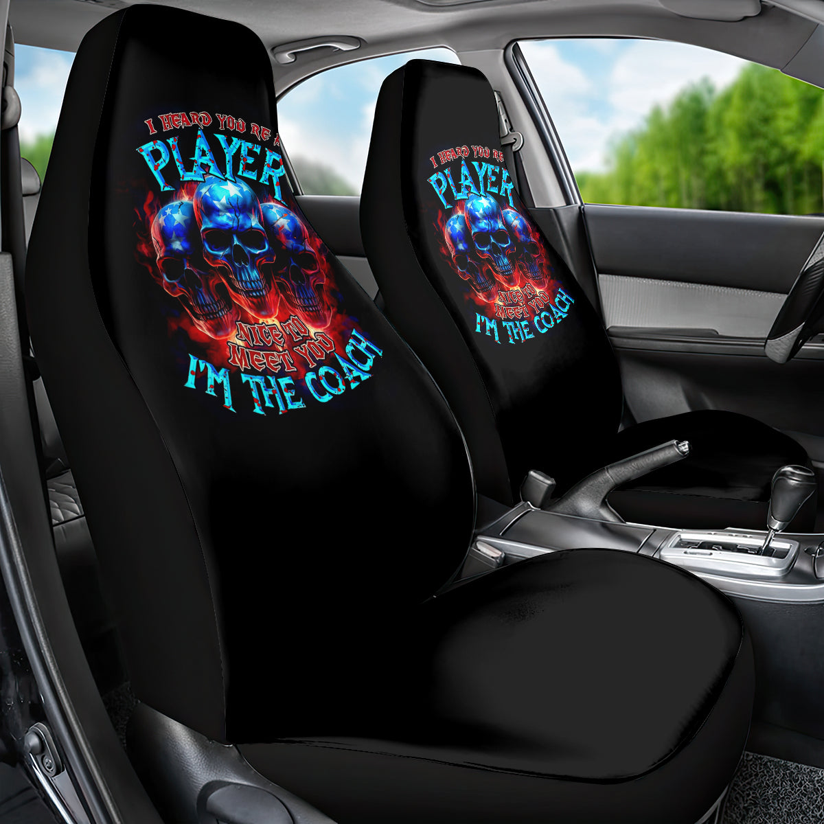 American Skull Car Seat Cover Nice To Meet You Im The Coach - Wonder Print Shop