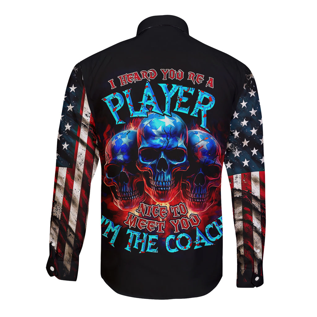 American Skull Long Sleeve Button Shirt Nice To Meet You Im The Coach - Wonder Print Shop