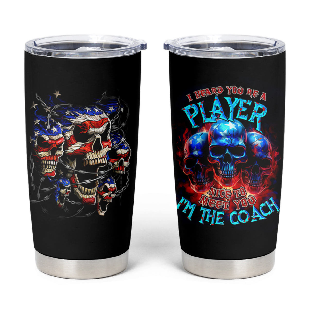 American Skull Tumbler Cup Nice To Meet You Im The Coach