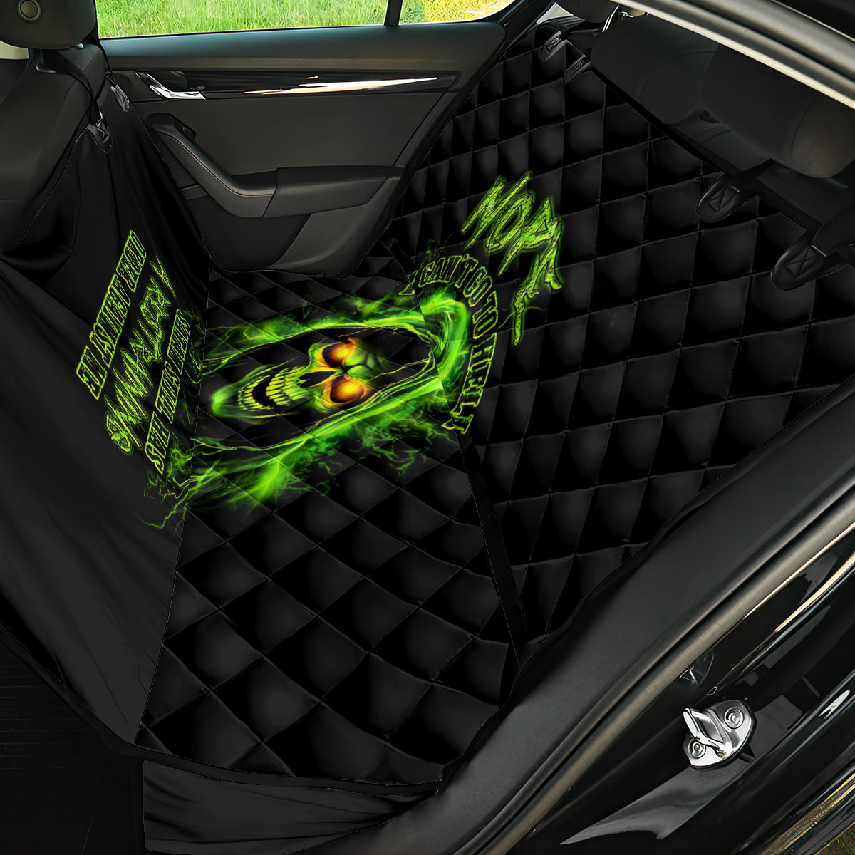 Thunder Skull Back Car Seat Cover Satan Still Has A Restrainning Order Against Me - Wonder Print Shop