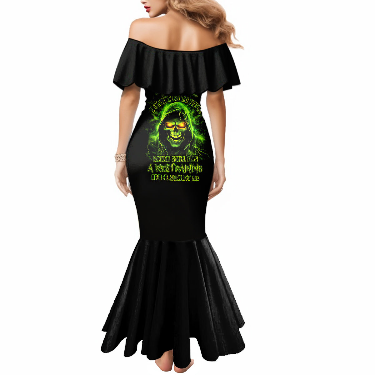 Thunder Skull Mermaid Dress Satan Still Has A Restrainning Order Against Me - Wonder Print Shop