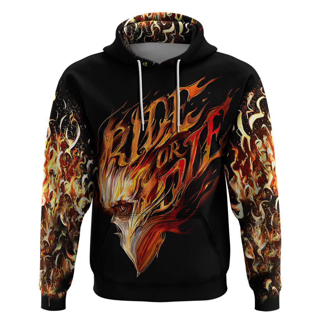 Fire Skull Hoodie Flame SKull Ride Or Die - Wonder Print Shop