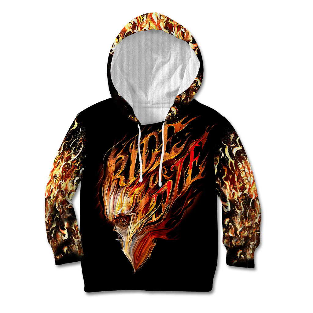 Fire Skull Kid Hoodie Flame SKull Ride Or Die - Wonder Print Shop