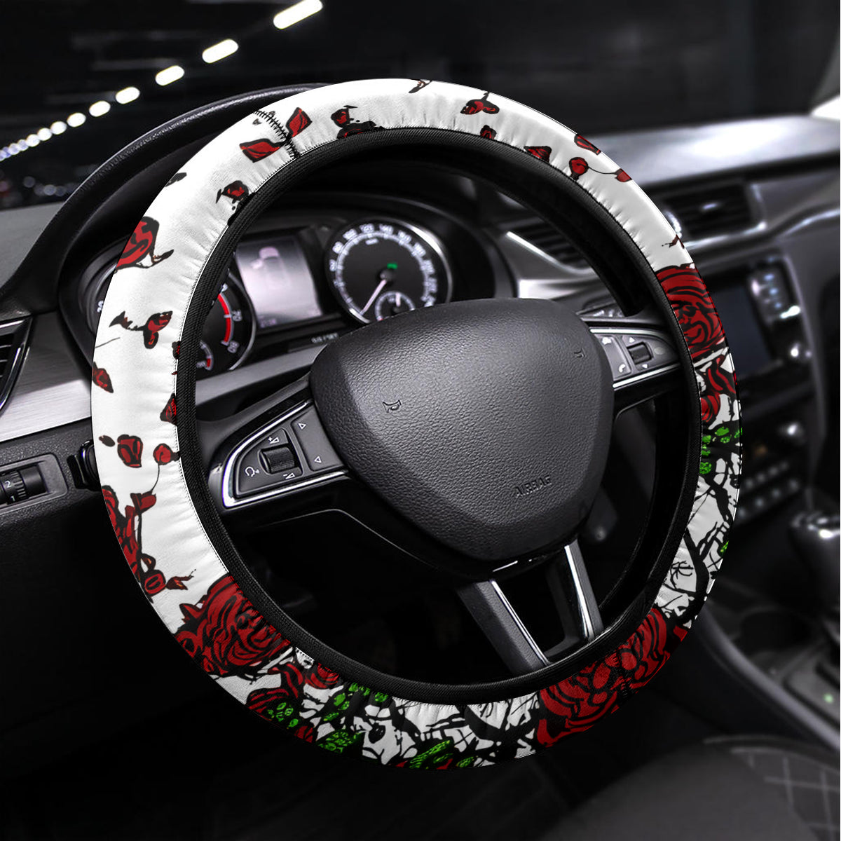 Rose Skull Steering Wheel Cover Rose Skull Day Of The Dead