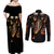 Flame Skull Couples Matching Off Shoulder Maxi Dress and Long Sleeve Button Shirts Flame Skeleton Inside My Body - Wonder Print Shop