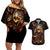 Flame Skull Couples Matching Off Shoulder Short Dress and Hawaiian Shirt Flame Skeleton Inside My Body - Wonder Print Shop