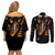 Flame Skull Couples Matching Off Shoulder Short Dress and Long Sleeve Button Shirts Flame Skeleton Inside My Body - Wonder Print Shop