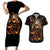 Flame Skull Couples Matching Short Sleeve Bodycon Dress and Hawaiian Shirt Flame Skeleton Inside My Body - Wonder Print Shop