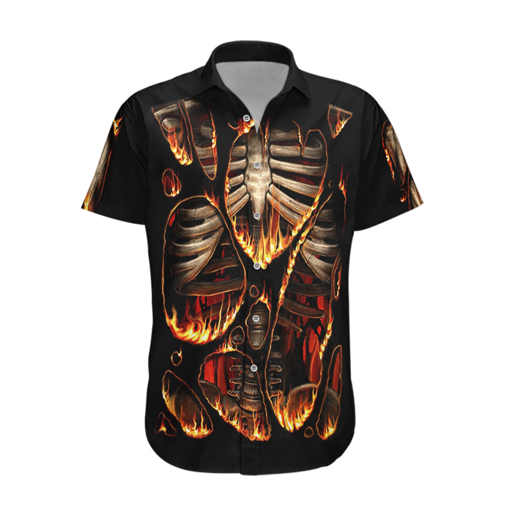 Flame Skull Hawaiian Shirt Flame Skeleton Inside My Body - Wonder Print Shop