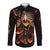 Flame Skull Long Sleeve Button Shirt Flame Skeleton Inside My Body - Wonder Print Shop