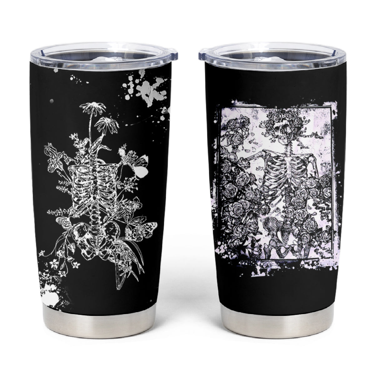 Rose Skull Tumbler Cup White Rose Skull Day Of The Dead