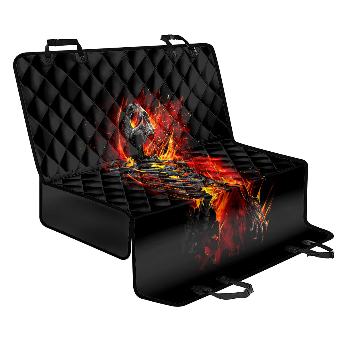 Fire Skull Back Car Seat Cover Dead Fire Skeleton Scream - Wonder Print Shop