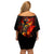 Fire Skull Off Shoulder Short Dress Dead Fire Skeleton Scream - Wonder Print Shop