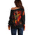 Fire Skull Off Shoulder Sweater Dead Fire Skeleton Scream - Wonder Print Shop