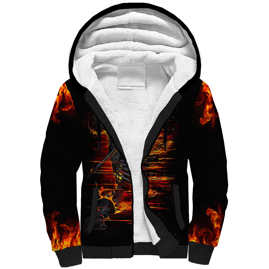 Fire Skull Sherpa Hoodie Dead Fire Skeleton Scream - Wonder Print Shop