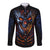 Devil Skull Long Sleeve Button Shirt Devil Face Scream - Wonder Print Shop