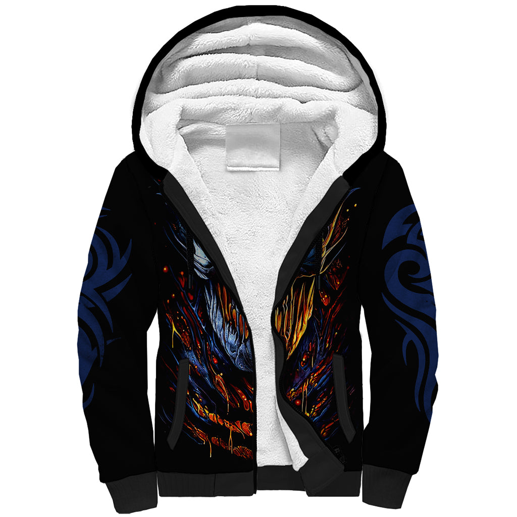 Devil Skull Sherpa Hoodie Devil Face Scream - Wonder Print Shop