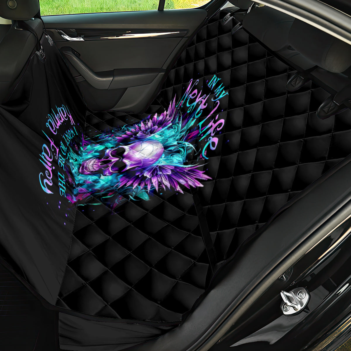 Wings Skull Back Car Seat Cover Want To Be Karma Fairy Rose Skull - Wonder Print Shop