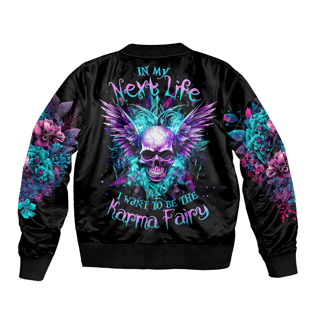 Wings Skull Bomber Jacket Want To Be Karma Fairy Rose Skull - Wonder Print Shop