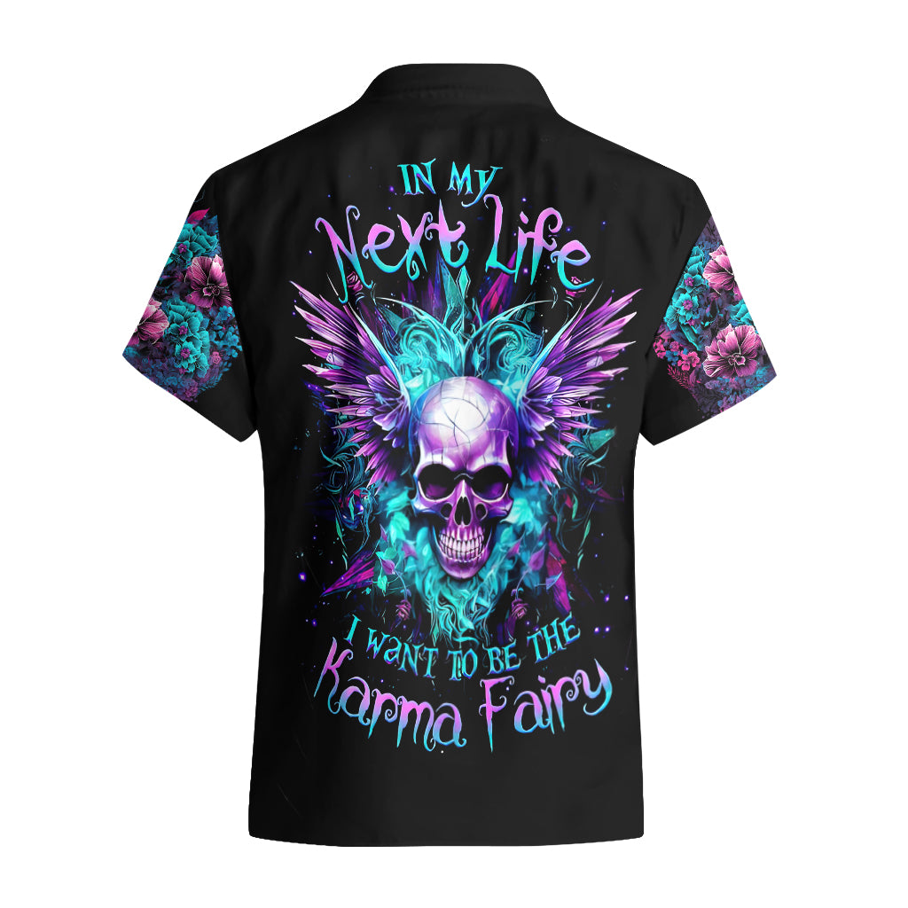 Wings Skull Hawaiian Shirt Want To Be Karma Fairy Rose Skull - Wonder Print Shop