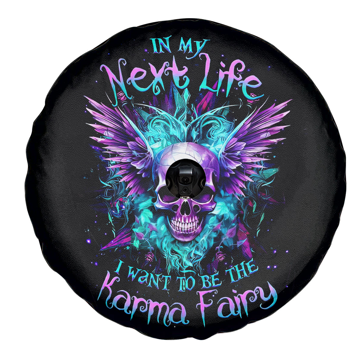 Wings Skull Spare Tire Cover Want To Be Karma Fairy Rose Skull - Wonder Print Shop