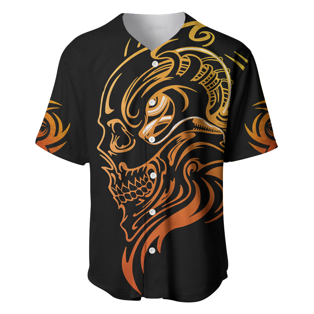 Tattoo Skull Baseball Jersey Golden Skull Face Tattoo - Wonder Print Shop