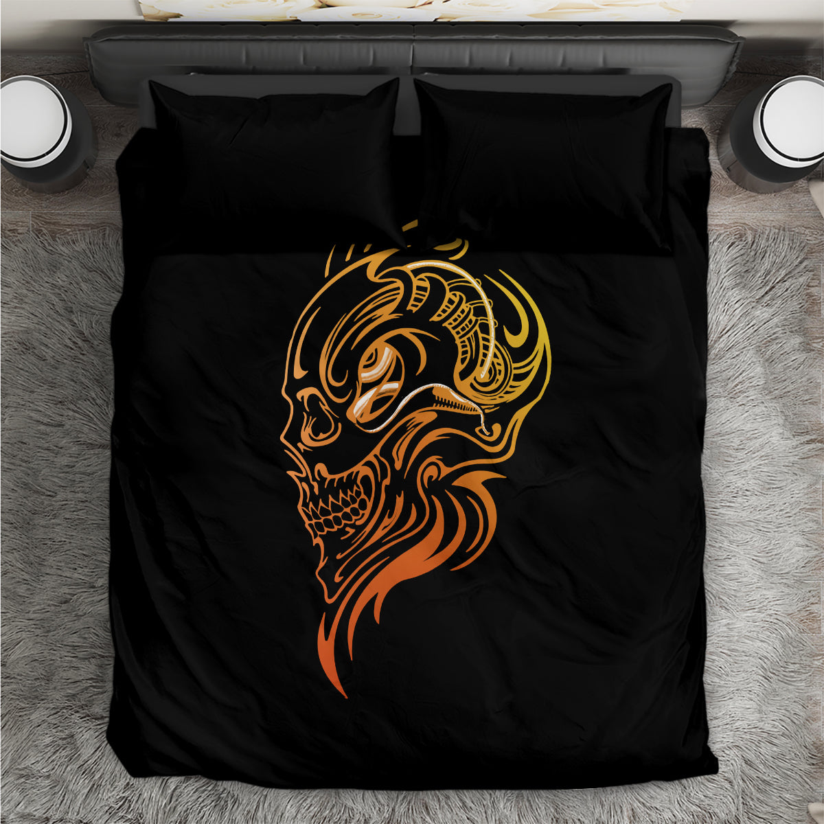 Tattoo Skull Bedding Set Golden Skull Face Tattoo - Wonder Print Shop