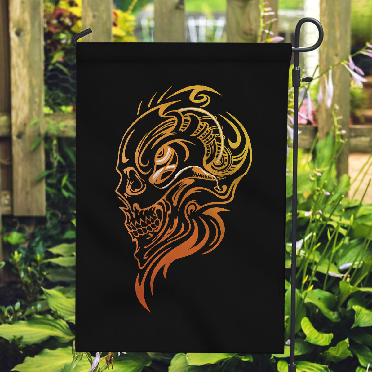 Tattoo Skull Garden Flag Golden Skull Face Tattoo - Wonder Print Shop