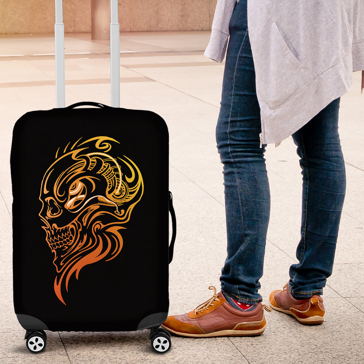 tattoo-skull-luggage-cover-golden-skull-face-tattoo