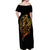 Tattoo Skull Off Shoulder Maxi Dress Golden Skull Face Tattoo - Wonder Print Shop