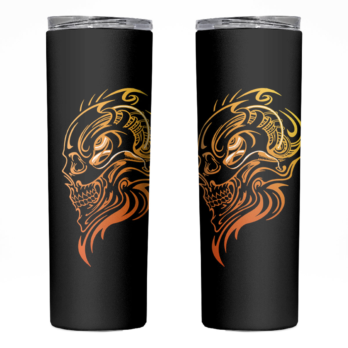 Tattoo Skull Skinny Tumbler Golden Skull Face Tattoo