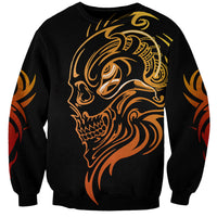Black unisex sweatshirt with golden tattoo skull face graphic on front