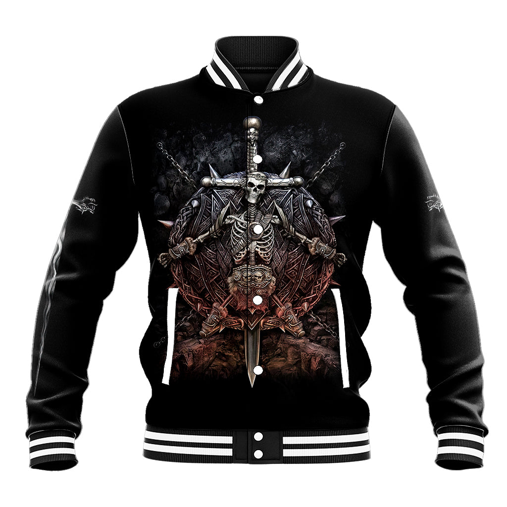 Warrior Skull Baseball Jacket Skull Warrior Viking - Wonder Print Shop