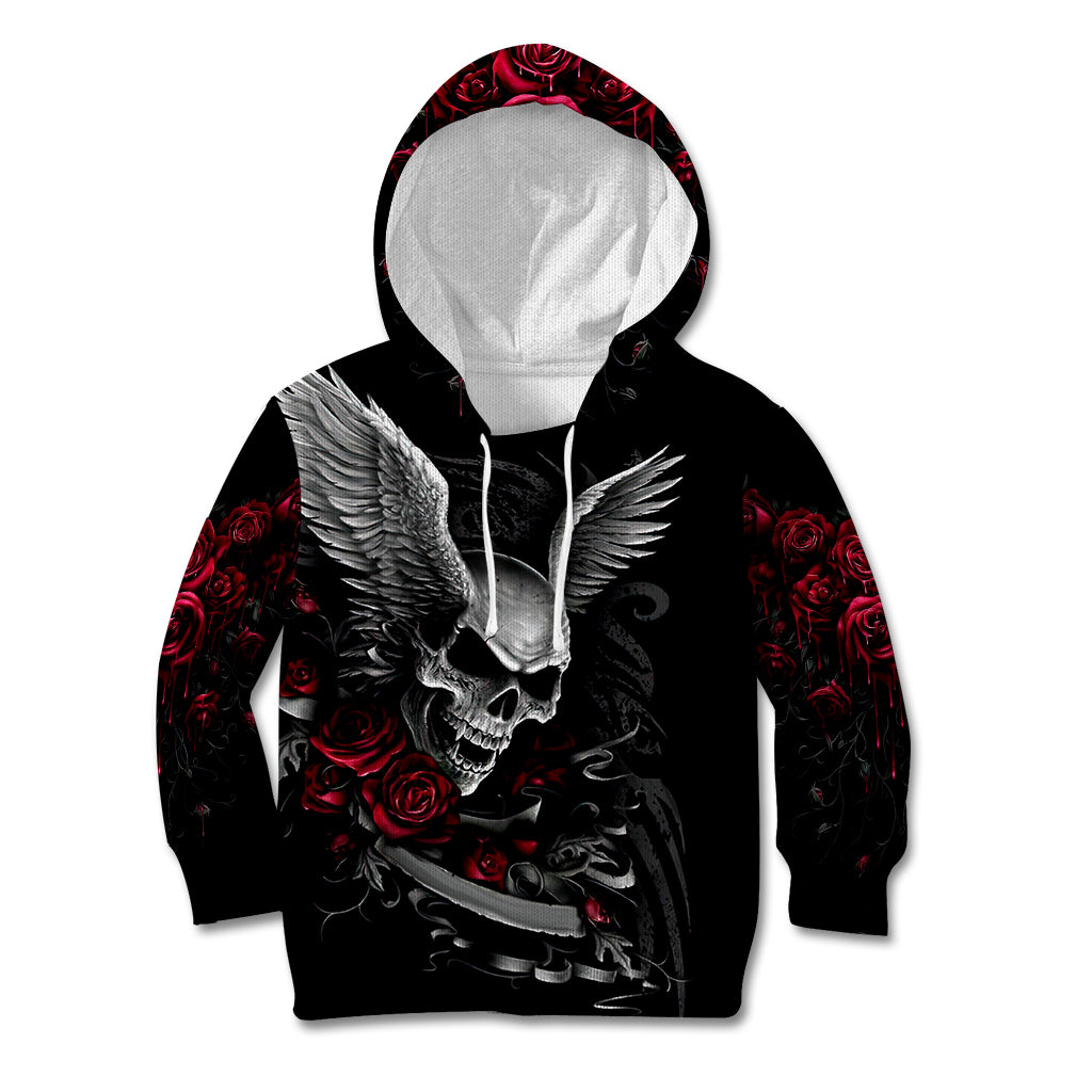 Wings Rose Skull Kid Hoodie Romantic Rose Skull Wings - Wonder Print Shop