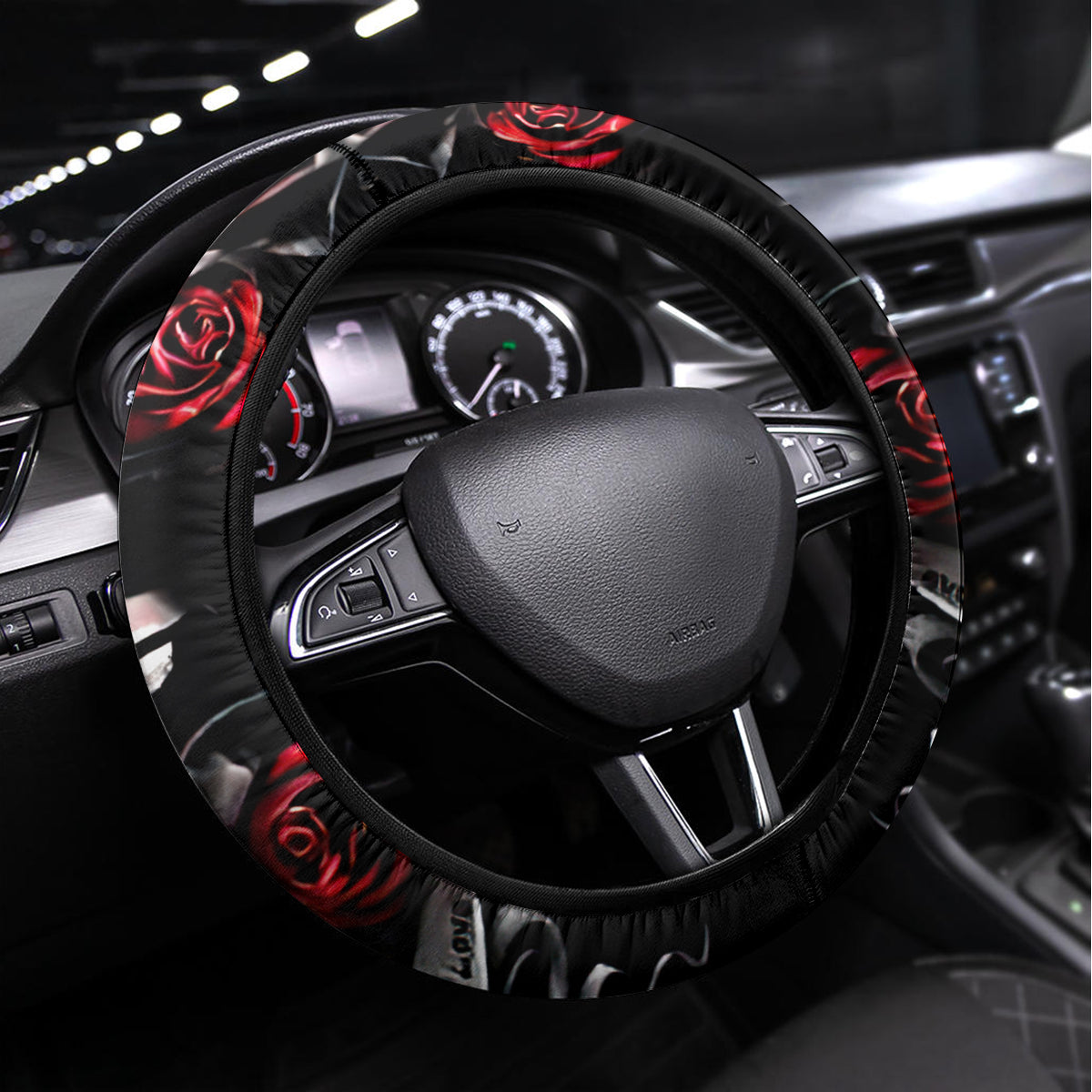 Wings Rose Skull Steering Wheel Cover Romantic Rose Skull Wings - Wonder Print Shop