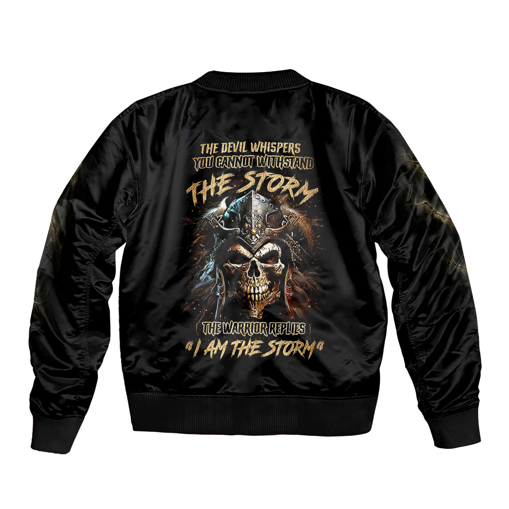 Warrior Skull Bomber Jacket The Warrior Replies Iam The Storm - Wonder Print Shop