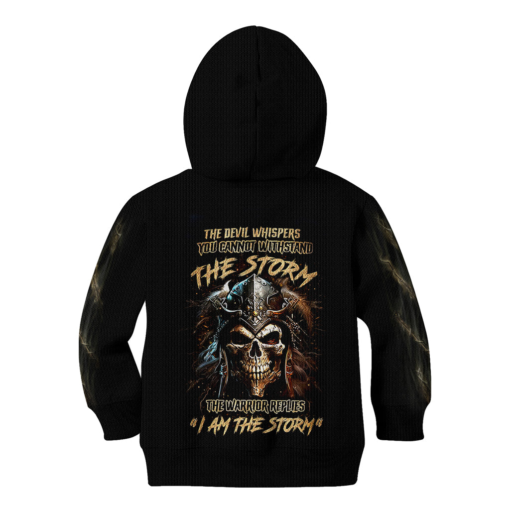 Warrior Skull Kid Hoodie The Warrior Replies Iam The Storm - Wonder Print Shop