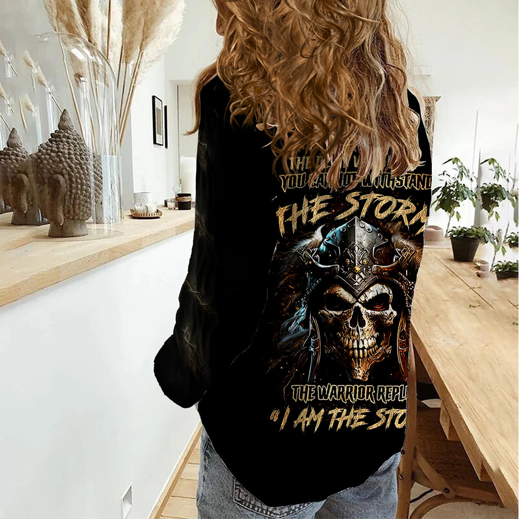 warrior-skull-women-casual-shirt-the-warrior-replies-iam-the-storm