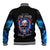 Fire Skull Baseball Jacket Your Demon Hide Under Your Bed - Wonder Print Shop