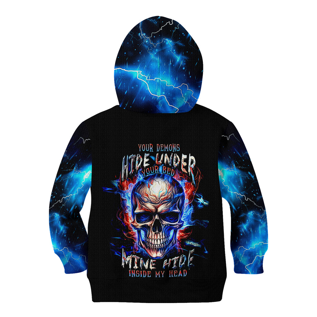 Fire Skull Kid Hoodie Your Demon Hide Under Your Bed - Wonder Print Shop