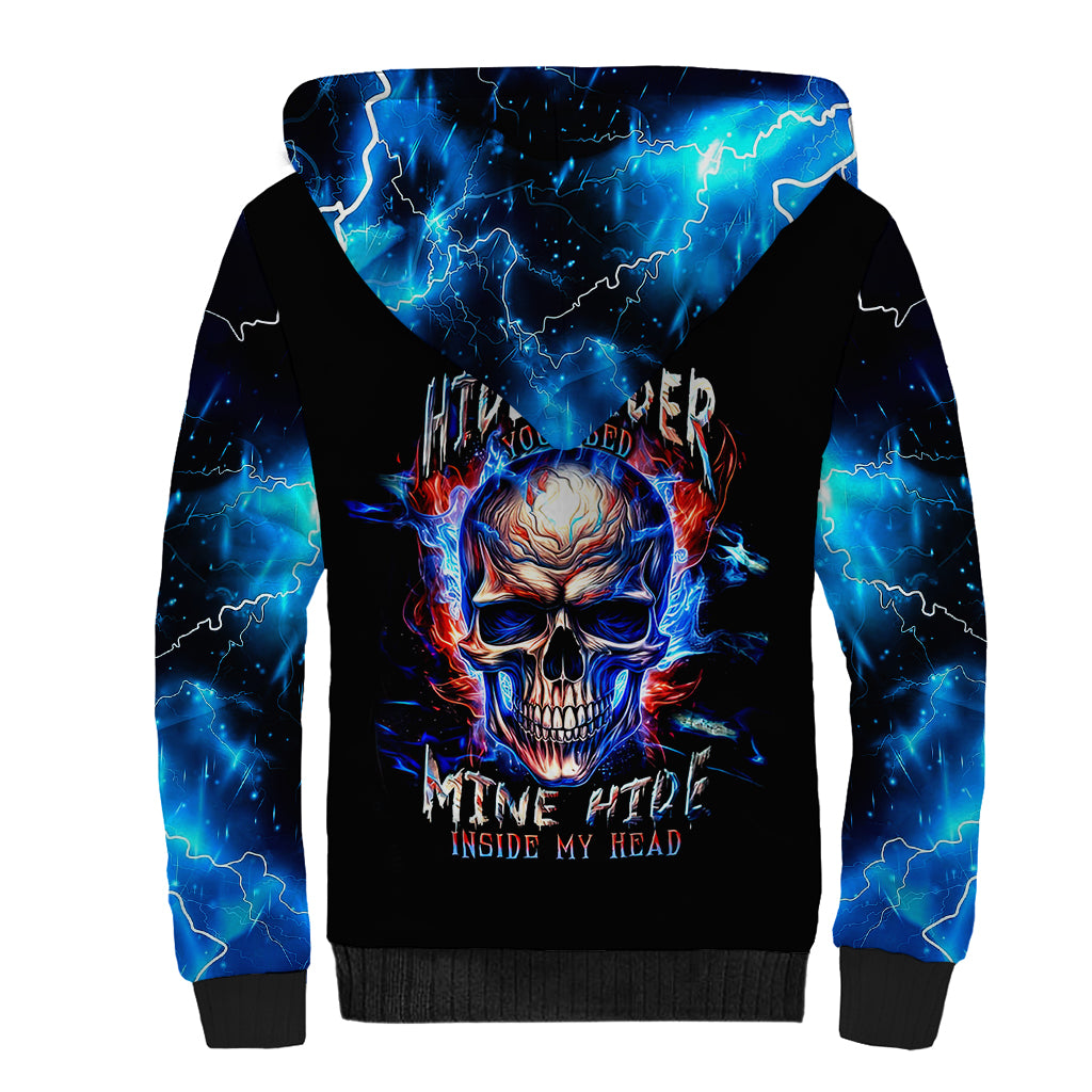 Fire Skull Sherpa Hoodie Your Demon Hide Under Your Bed - Wonder Print Shop