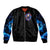 Fire Skull Sleeve Zip Bomber Jacket Your Demon Hide Under Your Bed - Wonder Print Shop