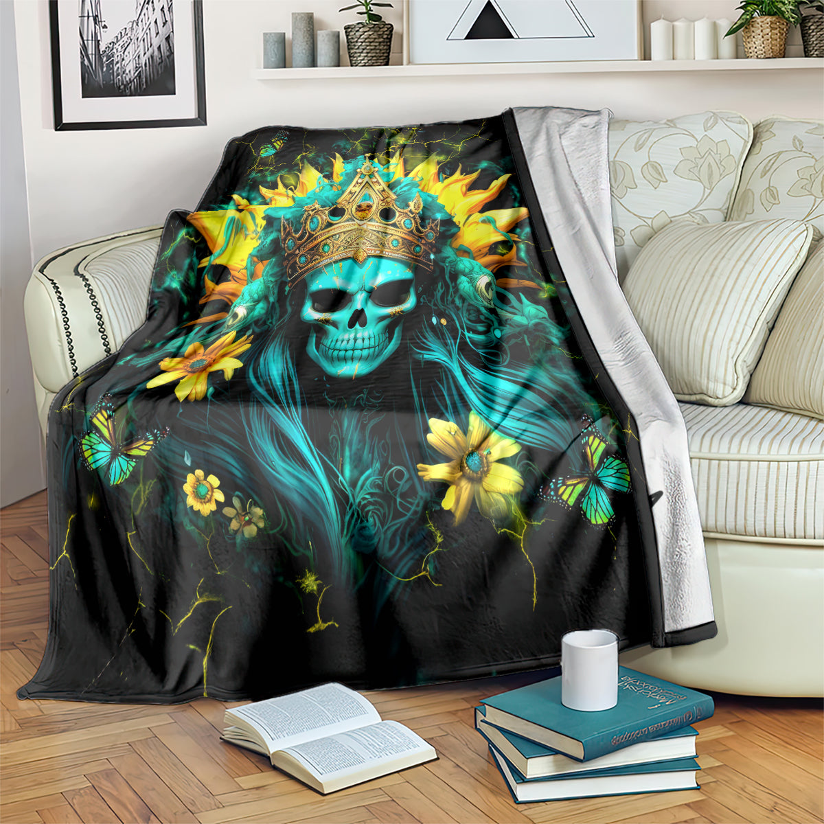 Sunflower Skull Blanket Bitch I'm Not A Princess I'm The Fucking Queen