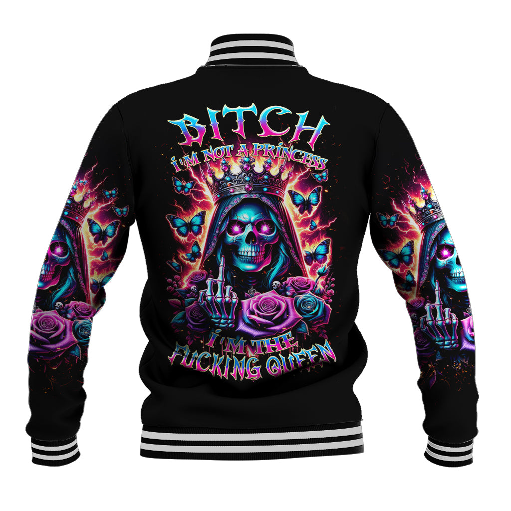 Thunder Skull Baseball Jacket Bitch I'm Not A Princess I'm The Fucking Queen - Wonder Print Shop