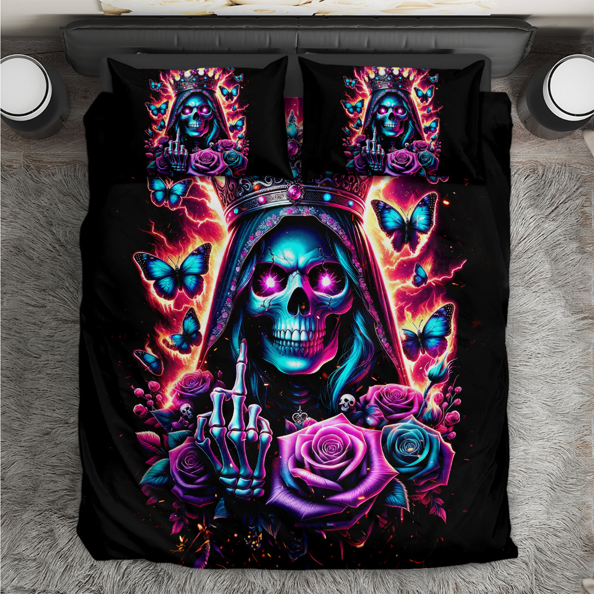 Thunder Skull Bedding Set Bitch I'm Not A Princess I'm The Fucking Queen - Wonder Print Shop