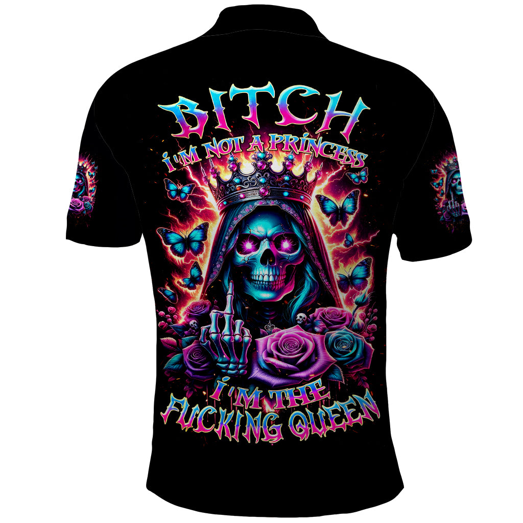 Thunder Skull Polo Shirt Bitch I'm Not A Princess I'm The Fucking Queen - Wonder Print Shop