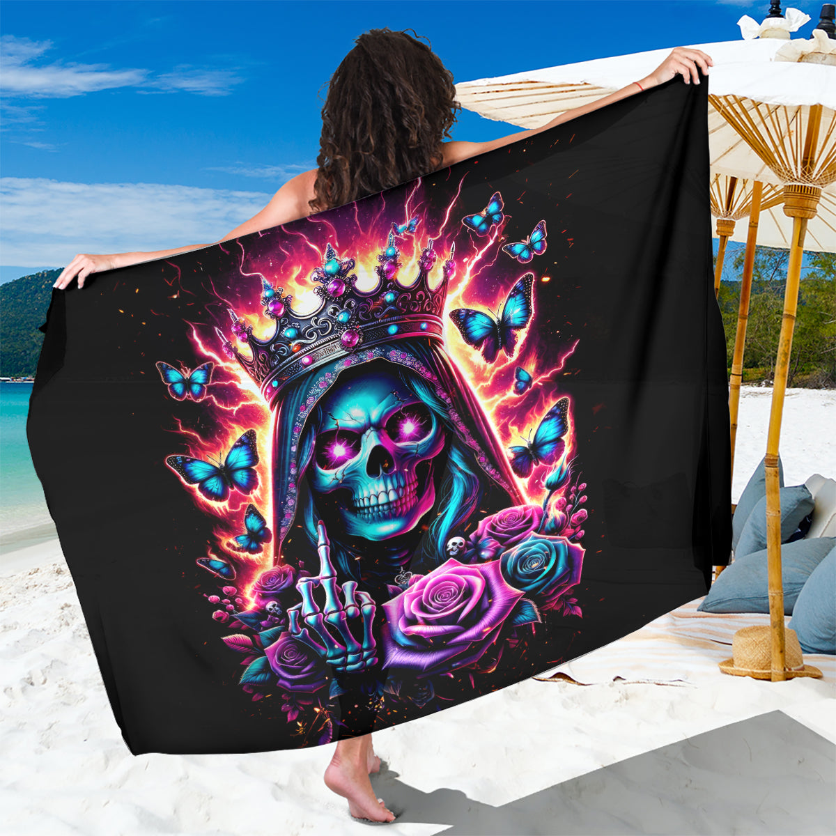 Thunder Skull Sarong Bitch I'm Not A Princess I'm The Fucking Queen - Wonder Print Shop